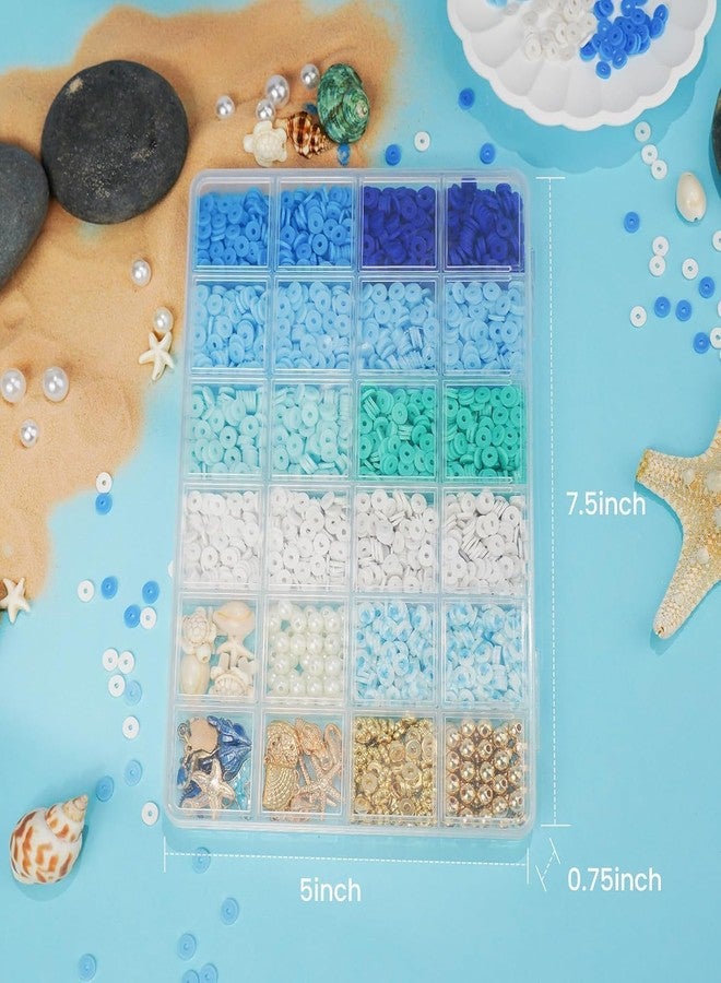 CARTSHOPPER Blue Ocean Clay Beads Bracelet Making kit with Golden Pearl Bead,Colorful Clay Beads with Charms, Spacer Beads | Strings for Diy Bracelets, Necklaces | Earrings - Perfect Craft Kit for Girls and Women - Image 4